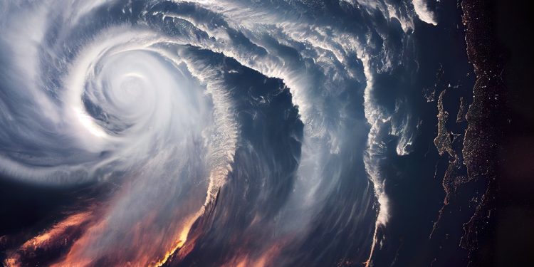 Stormy cyclone seen from space