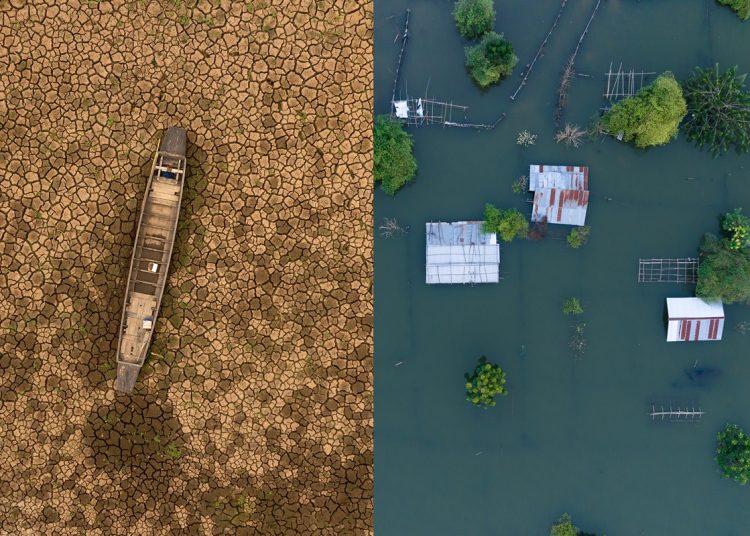 Comparison of Drought and flood metaphor for climate change and extreme weather.