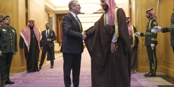Prime Minister Keir Starmer meets The Crown Prince Mohamed bin Salman at the Royal Court