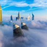 Foggy Morning in Dubai Downtown Skyscrapers