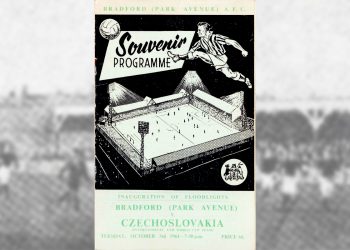 a programme for a 1961 football match between Bradford Park Avenue and Czechoslovakia