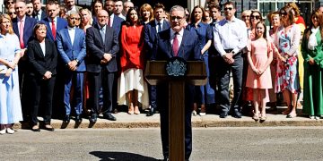 20/07/2026. Keir Starmer gives his farewell speech outside 10 Downing Street