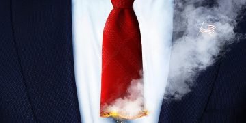 WASHINGTON, USA, 8 September 2018 - 3D rendering idea for the President of the United States under fire and pressure.